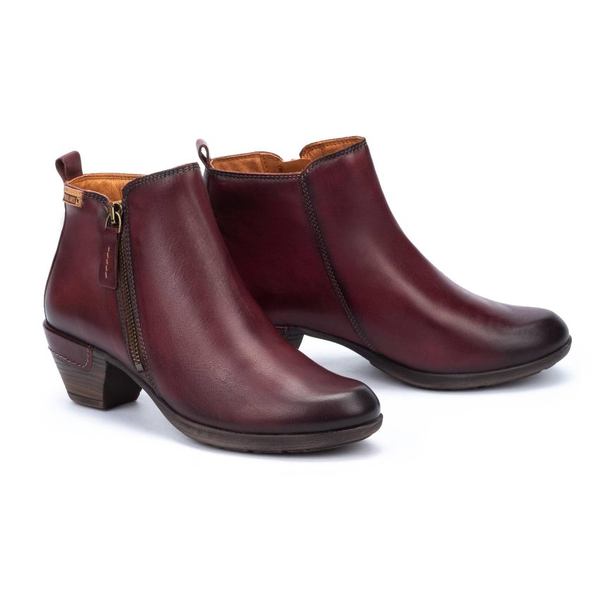 Women's Pikolinos ROTTERDAM Ankle Boots Dark Red | NZ W9230Q8